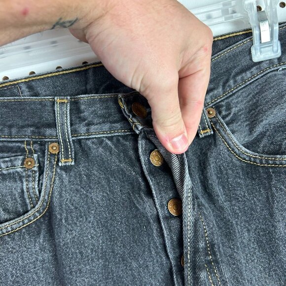 Levi's 501 Original Black Jeans Size 32x30 Straight Leg Skate Y2K Button Fly - Picture 6 of 9